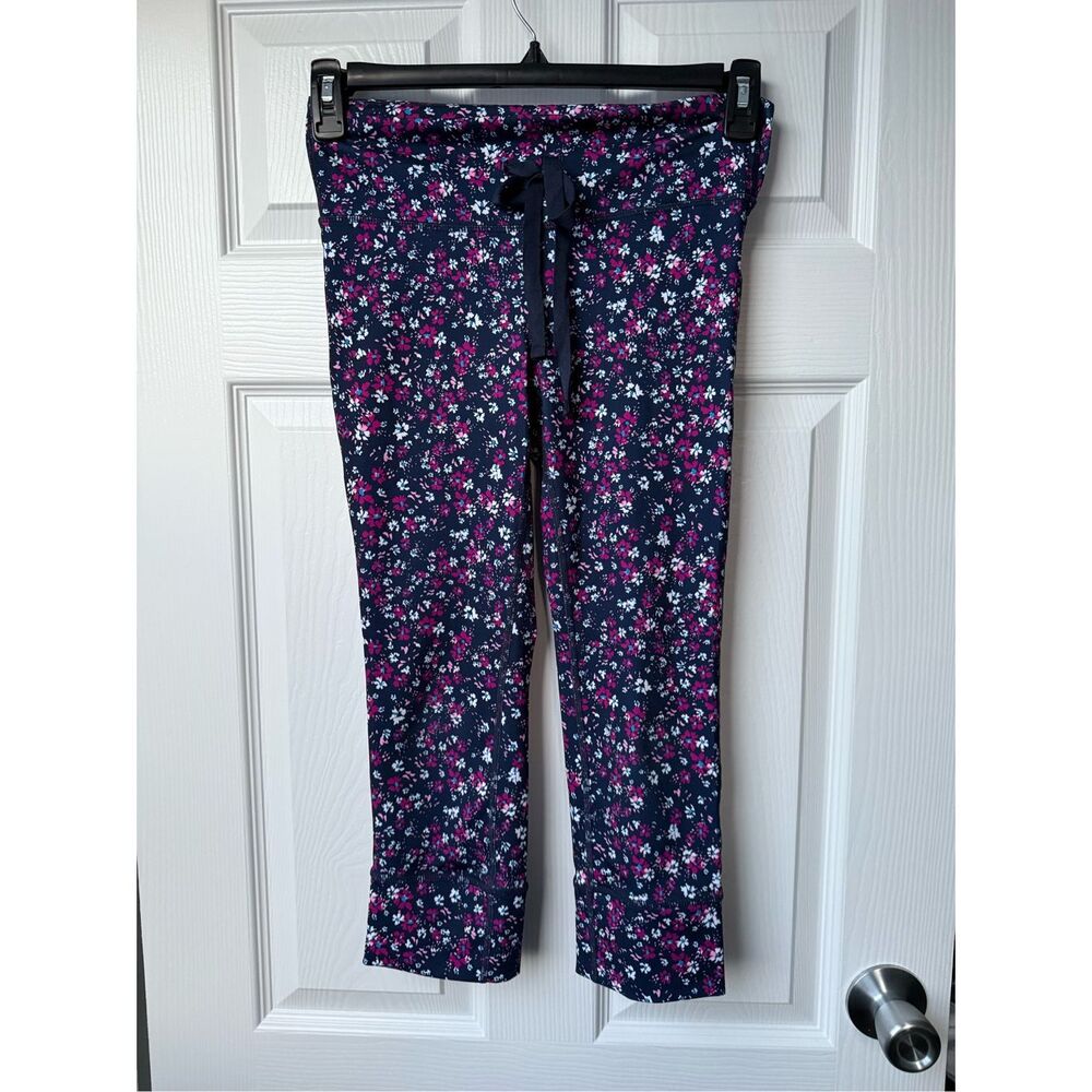 GapFit Leggings Small Women's Purple Blue Exercise Daisy Capris Floral Ditsy